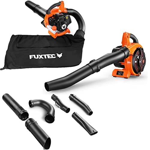 FUXTEC Benzin Laubsauger 4in1 FX-LBS126 2-Takt Laubbläser & Laubhäcksler inkl. 2Blasrohre & 45l Fangsack – getestet Oberklasse 1,4 – Blasgeschwindigkeit 71 m/s